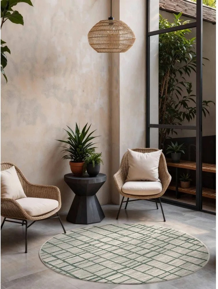 Зелен/кремав кръгъл килим за открито и закрито ø 160 cm Haringey Crouch – Ted Baker