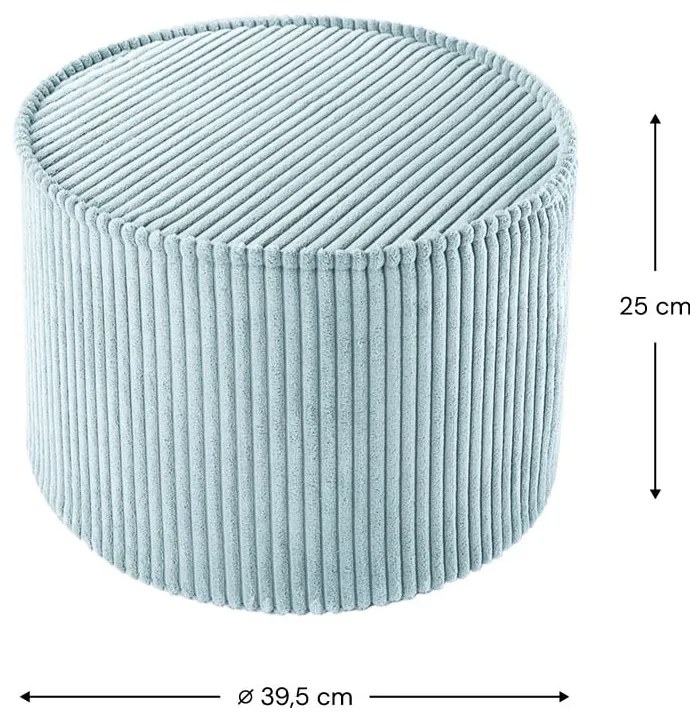Детски пуф от рипсено кадифе в цвят мента – Wigiwama