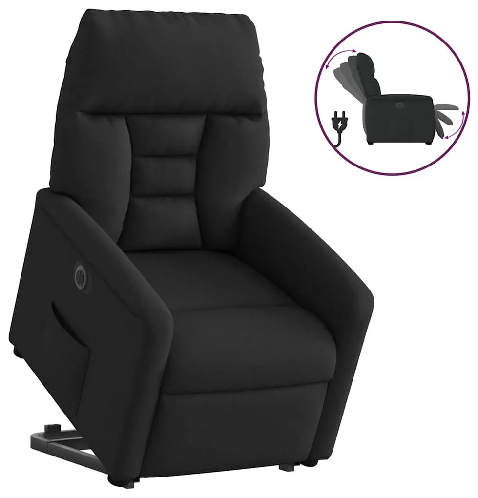 3303054 vidaXL Електрически изправящ реклайнер стол, черен, текстил