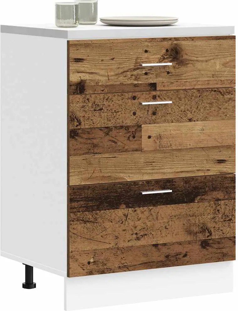 854257 vidaXL Кухненски шкаф "Lyon" Старо дърво Инженерно дърво