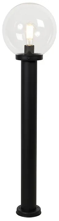 Подова лампа за външен монтаж черна с прозрачен глобус 100 см IP44 - Sfera