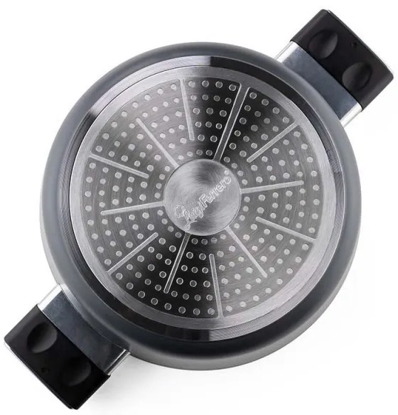 Тенджера Luigi Ferrero Regina FR-2440 24x11.5 см, 4.3 л, Незалепващо покритие, Стъклен капак с отвор за пара, Индукция, Черен