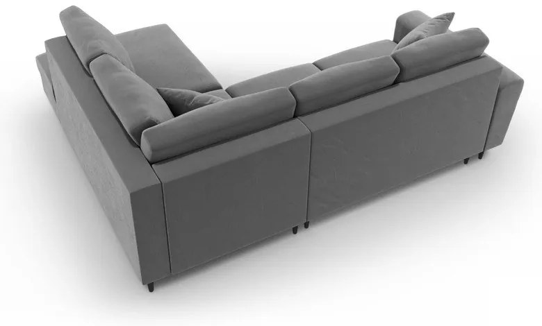 Светлосив кадифен разтегателен ъглов диван с място за съхранение (десен ъгъл/L форма) Kyoto – Cosmopolitan Design