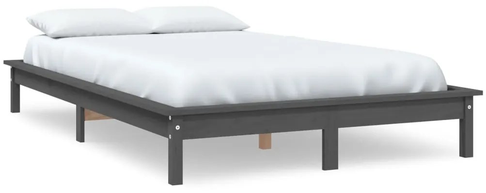 820543 vidaXL Рамка за легло, сива, бор масив, 140х200 см