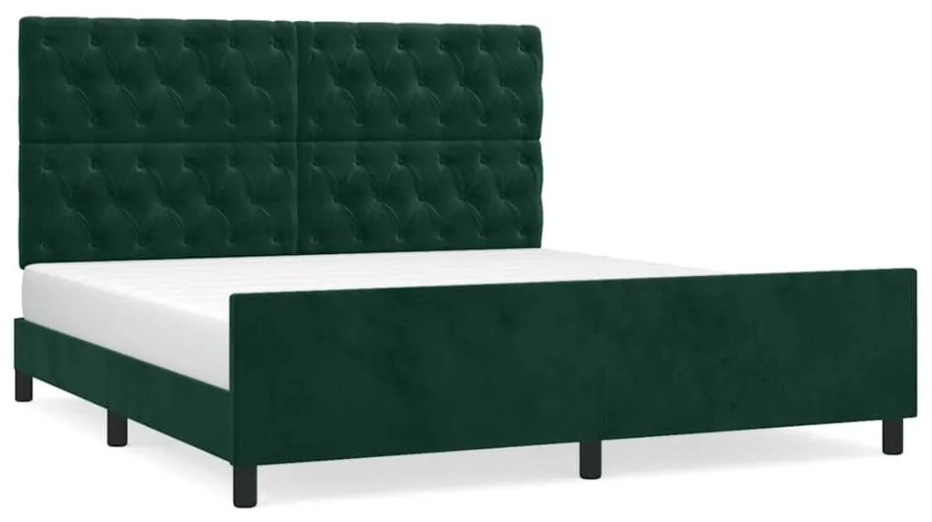 3125949 vidaXL Рамка за легло без матрак, тъмнозелена, 160x200 см, кадифе