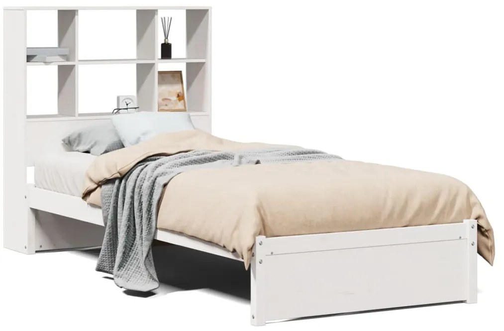 3322388 vidaXL Легло с етажерка за книги, без матрак, 90x200 см, бор масив