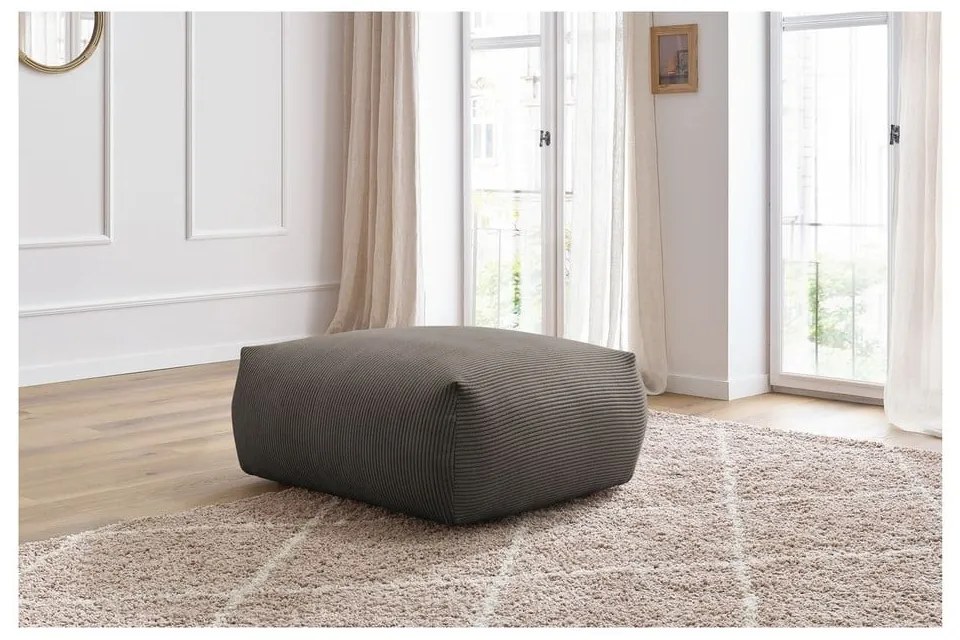 Сиво-кафява табуретка от рипсено кадифе Voltaire – Bobochic Paris