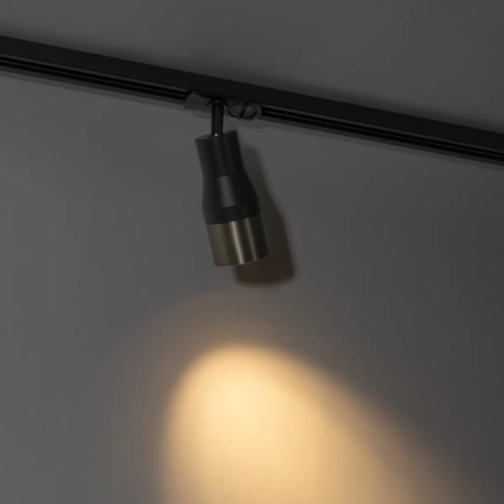 Модерен прожектор черен с гюней метал за 1-фазова релсова система GU10 50mm - Iconic Kohua