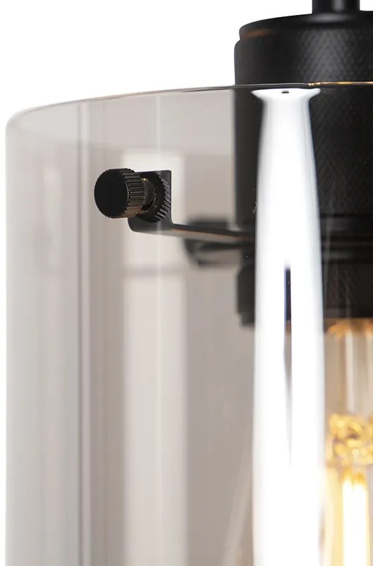 Дизайнерски висящ аплик черен с димно стъкло 3-светлина - Dome