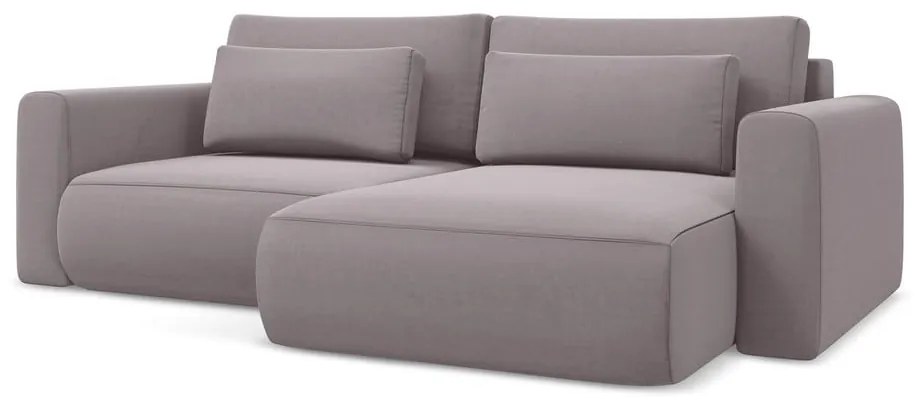 Кадифен разтегателен ъглов диван с място за съхранение в цвят лавандула (десен ъгъл) Kapua – Makamii
