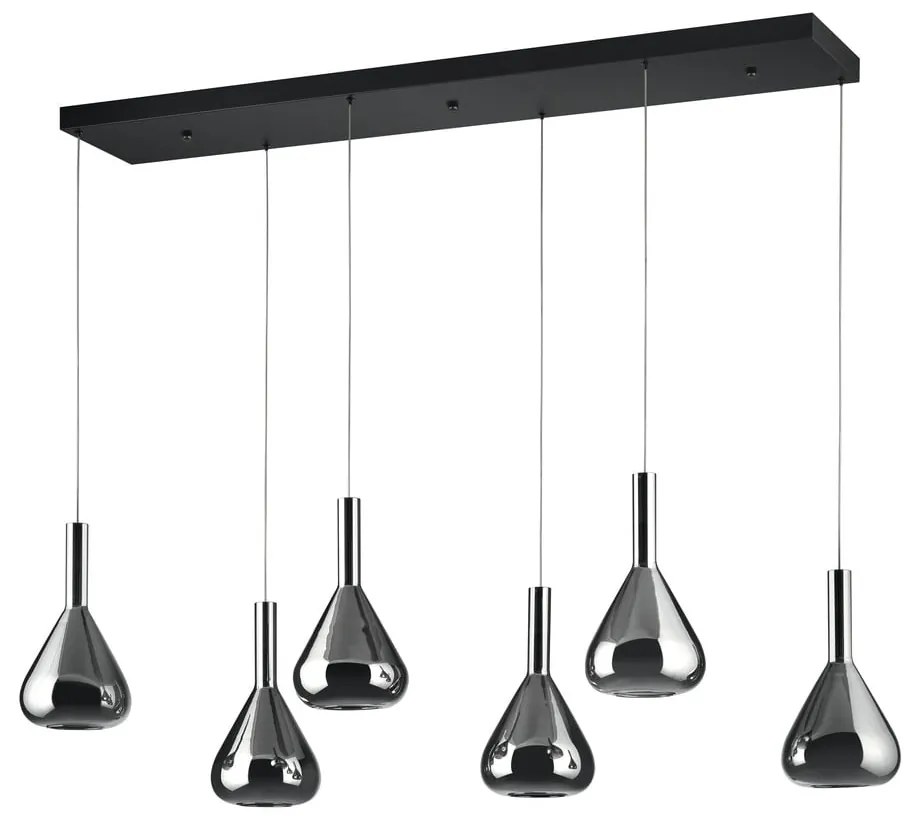 Черно LED висящо осветително тяло със стъклен абажур Cipera – CINQUE