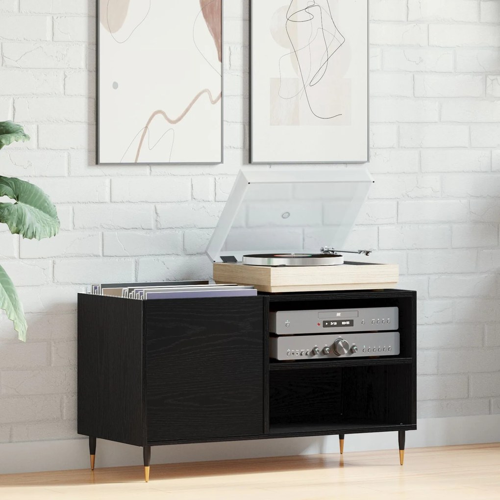 Sonata H Кетър за записи Черен Дъб 84,5x38x48 см Инженерна дървесина