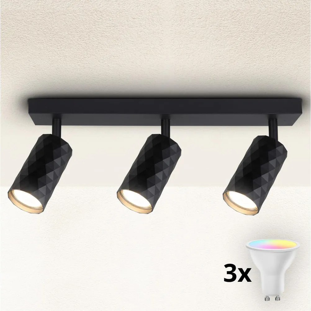 Brilagi - LED RGBW димируемо точково осветително тяло SELE DIAMANT 3xGU10/6W/230V черно