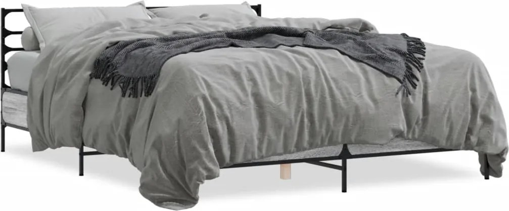 3280050 vidaXL Нощно шкафче, сив сонома, 150x200 см, инженерно дърво и метал