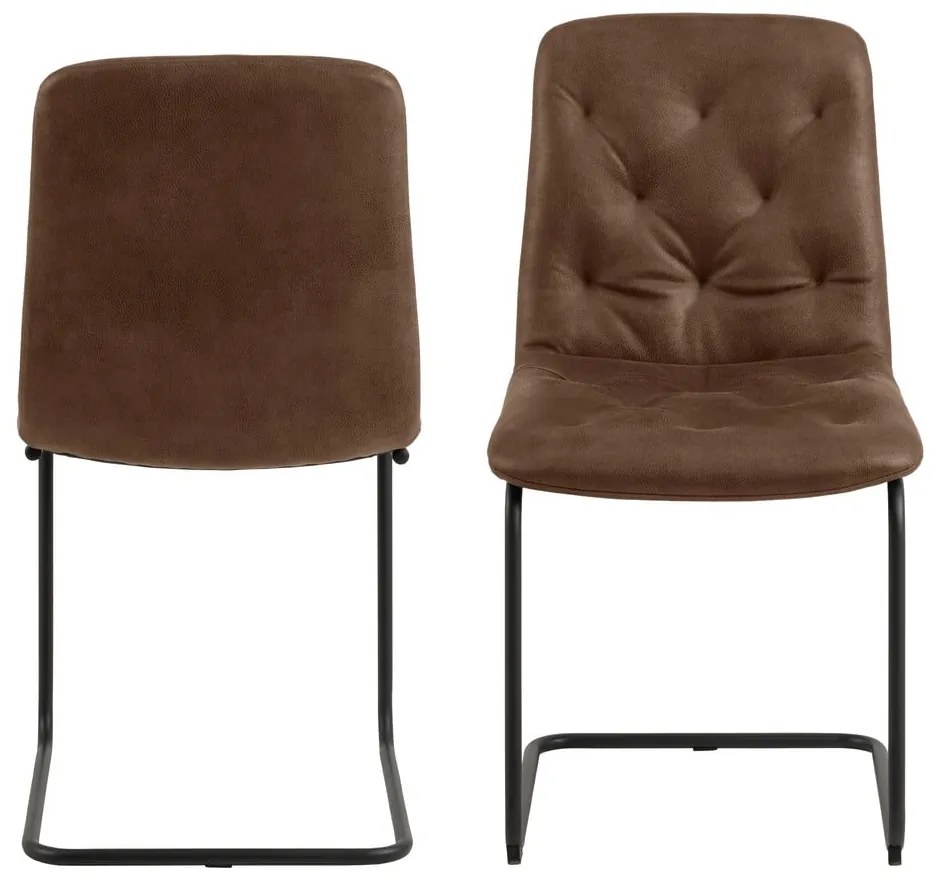 Кафяви трапезни столове от имитация на кожа в комплект от 2 бр. Kira – Actona