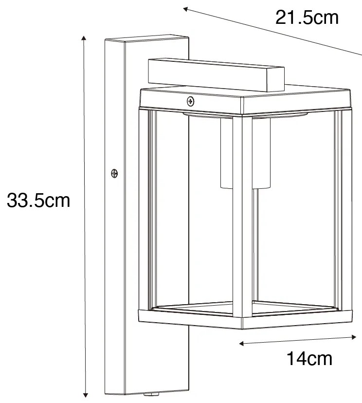 Външна стенна лампа черна с релефно стъкло и сензор за здрач - Charlois