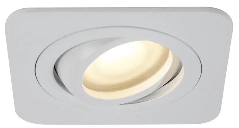 Комплект от 6 заоблени вградени спота бели GU10 50mm въртящи се и накланящи се IP44 - Alberto