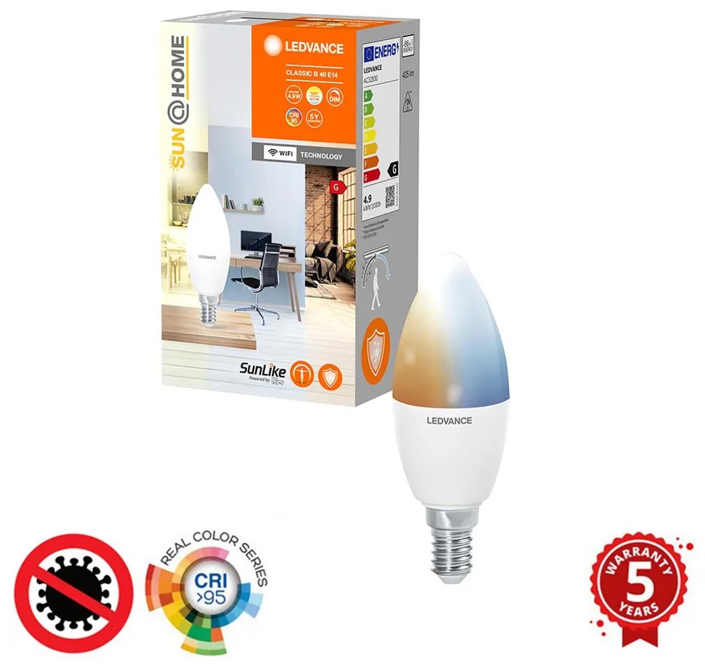 LED Димируема антибактериална крушка B40 E14/4,9W/230V Wi-Fi - Ledvance