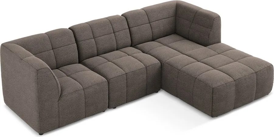 Кафяв ъглов диван от прежда с примки от букле (десен ъгъл) Aloha – Makamii