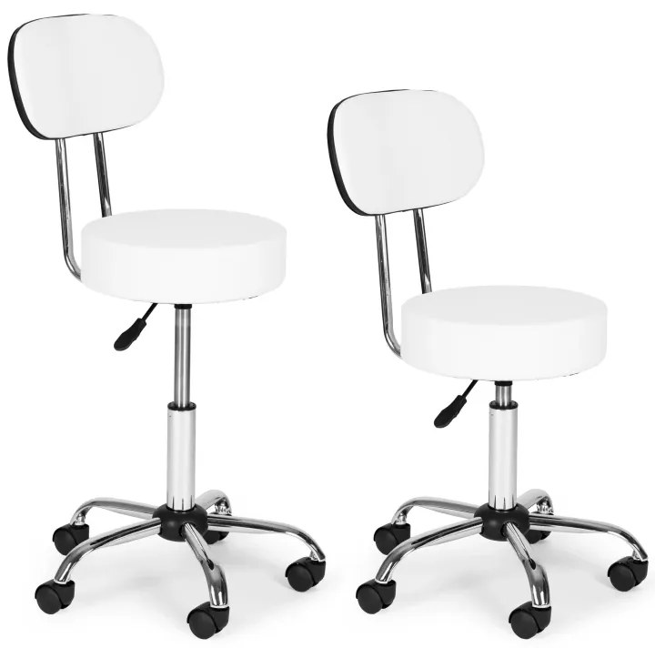 Регулируем на височина въртящ се стол с облегалка Бял