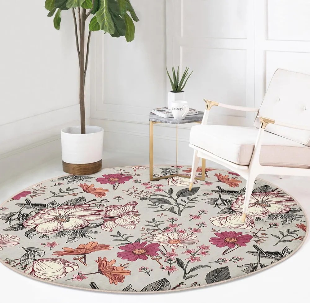 Кръгъл килим подходящ за пране и за прахосмукачки роботи ø 120 cm Comfort – Mila Home