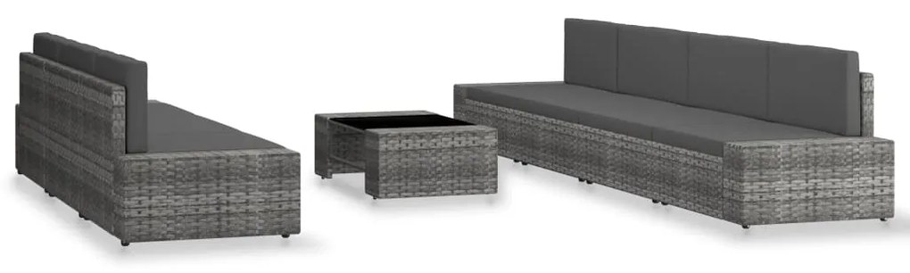 3054603 vidaXL Градински комплект за отдих, 8 части, полиратан, сив