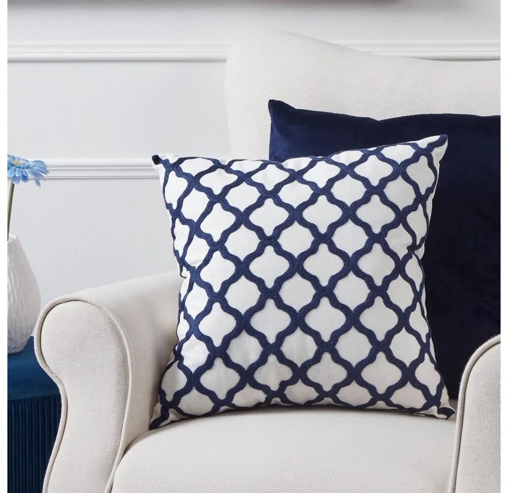 Eglo 420016 - Декоративна възглавница CHEVERY 45x45 см бяло/синьо