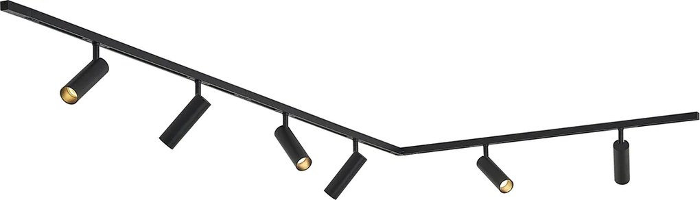Модерна релсова осветителна система с 6 прожектора черна 1-фазна - Slimline Uzzy