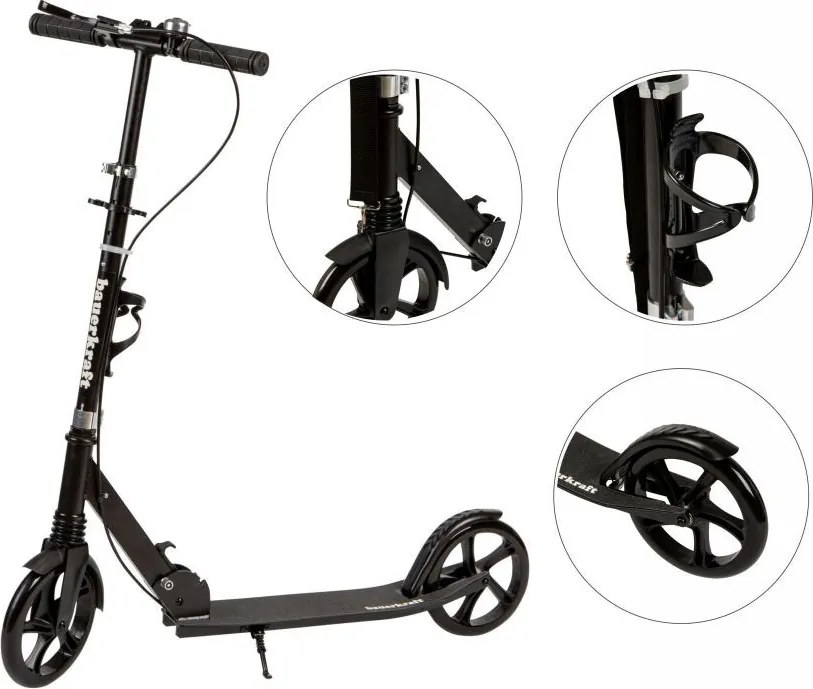 Сгъваем алуминиев скутер 95-105 см - повече цветове Черен