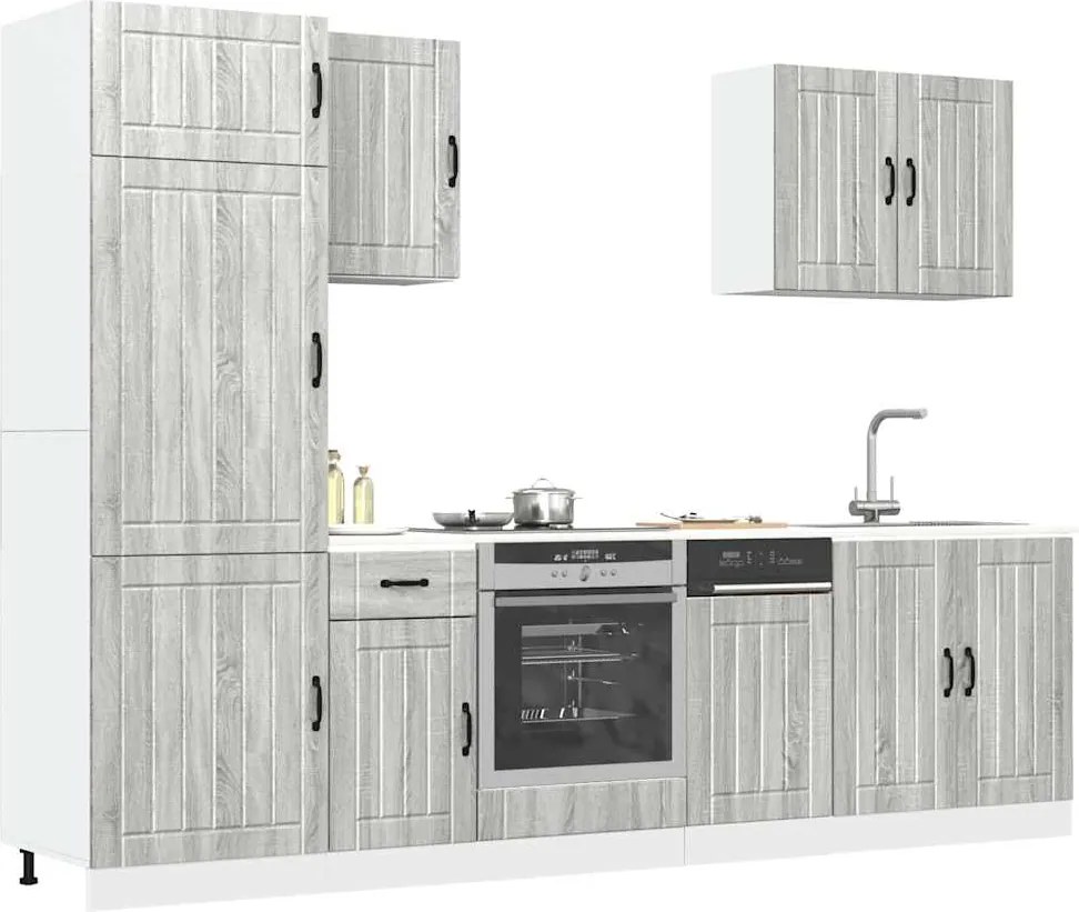 3314777 vidaXL Комплект кухненски шкафове от 7 части Lucca, инженерно дърво