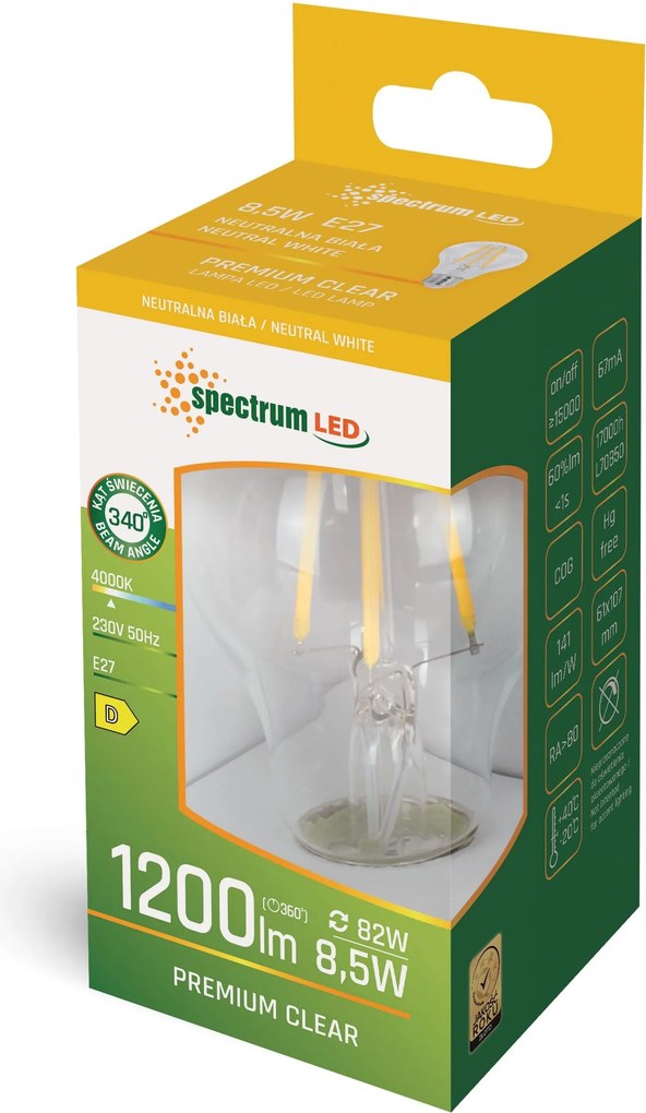 Крушка LED GLS E-27  8,5W WOJ+14596
