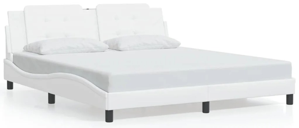 3208199 vidaXL Рамка за легло без матрак Zadar, бяла, 180x200 см, изкуствена кожа