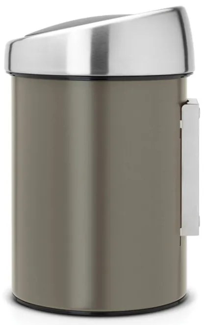 Кош за боклук Brabantia Touch Bin 647215, 3 л, Плавно и безшумно отваряне, Стенен монтаж, Сив