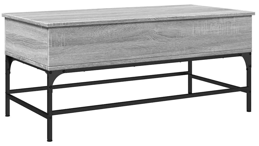 845399 vidaXL Кафе маса, сив сонома, 100x50x45 см, инженерно дърво и метал