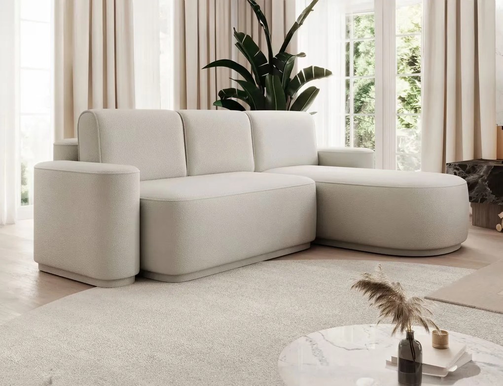 Ъглов диван Luxora-Светло бежов-вдясно