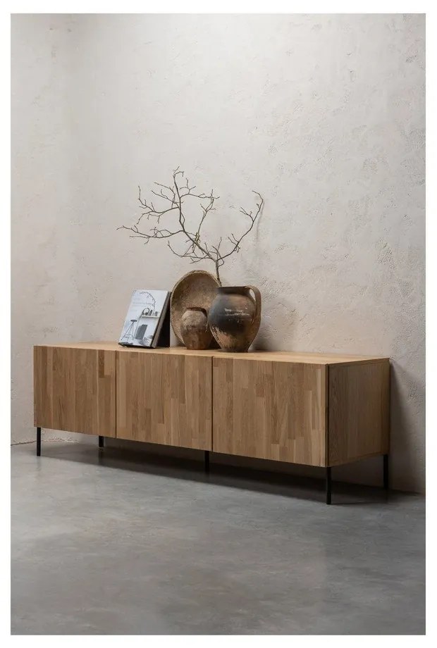 Маса за телевизор от масивен дъб в естествен цвят 180x56x46 cm Bono – WOOOD