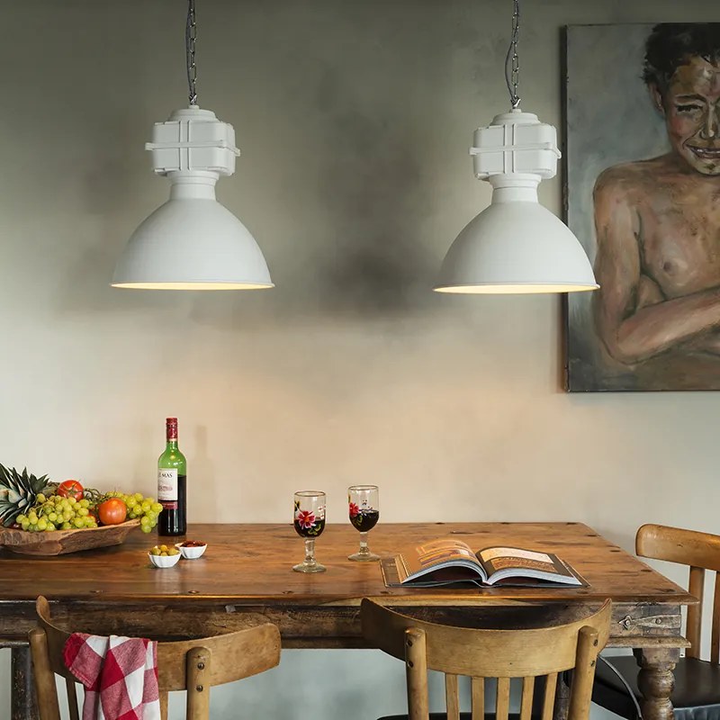 Индустриално висящо осветително тяло малко матово бяло - Sicko