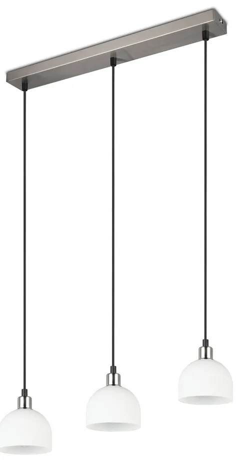 Бяло-сребристо висящо осветително тяло със стъклен абажур Molly – Trio