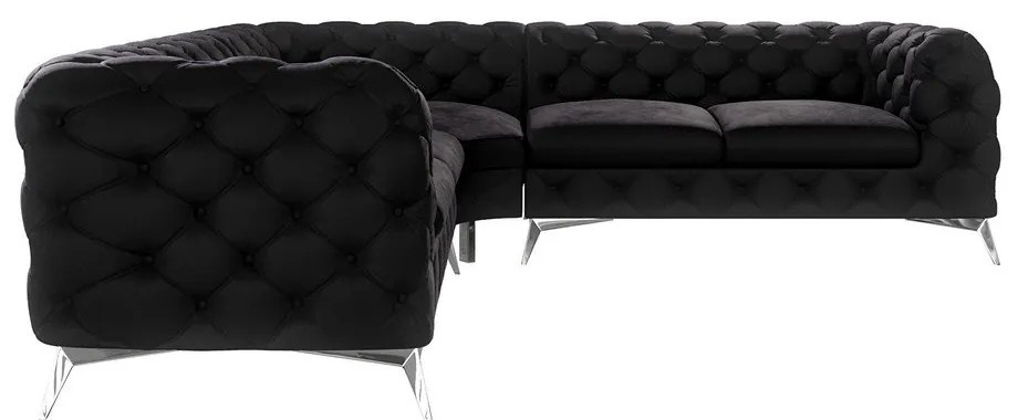Черен кадифен ъглов диван Chelsea – Ropez