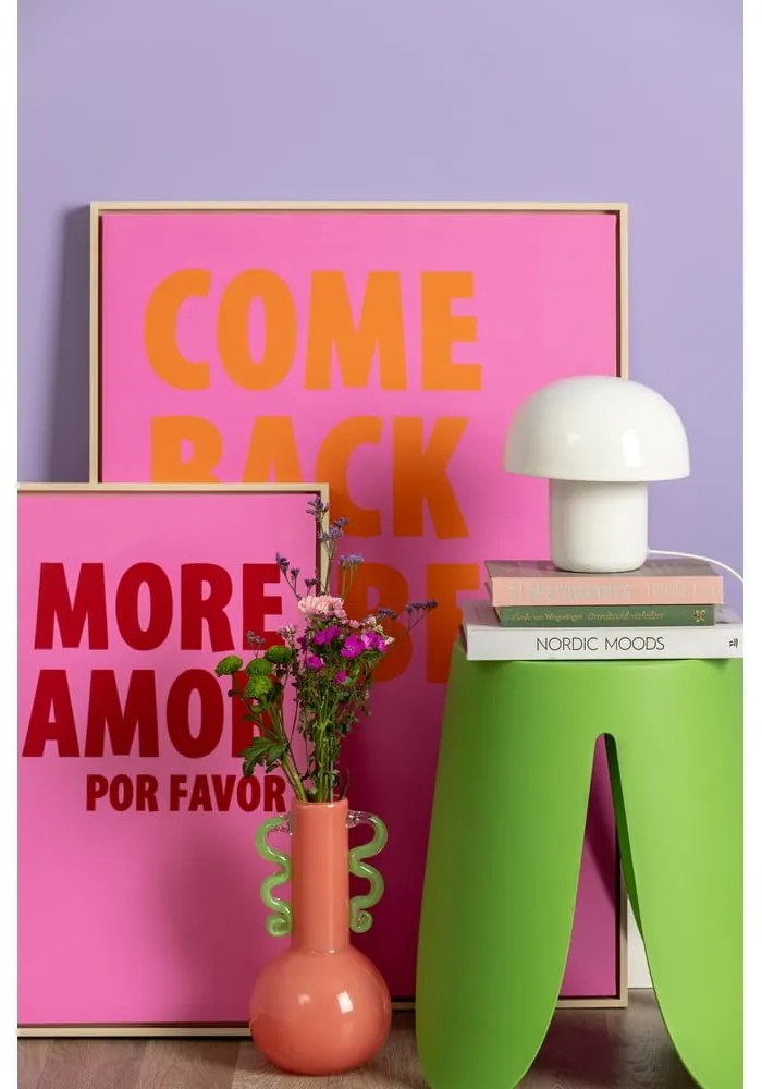 Бяла настолна лампа с метален абажур (височина 20 cm) Fat Mushroom – Leitmotiv