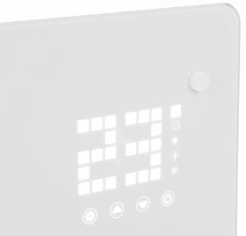 Стъклен електрически нагревател Kaminer ZELVA 2500W с WiFi управление - бял