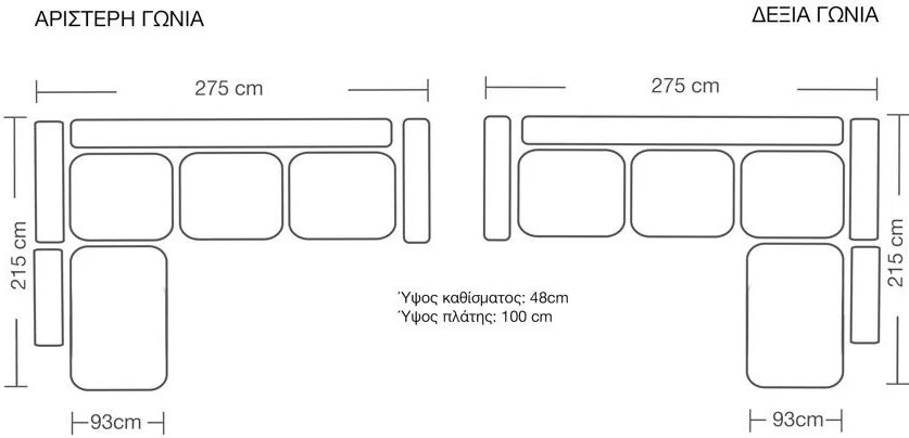 Ъглов диван Hannah-Сиво тъмно-Дясно