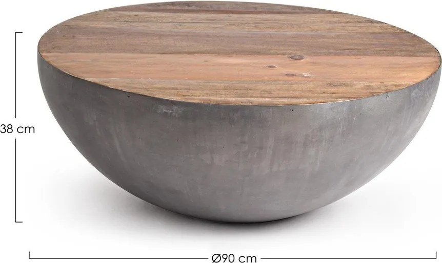 Сива/в естествен цвят метална кръгла масичка за кафе ø 90 cm Lancaster – Bizzotto