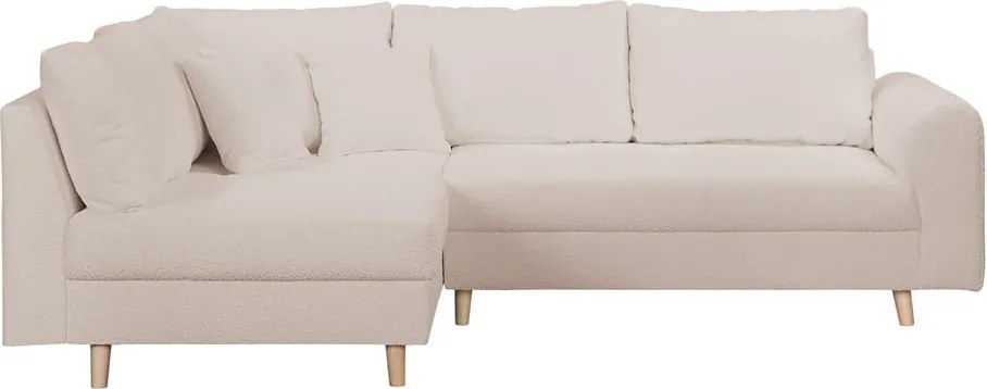 Бежов ъглов диван от плат букле (ляв ъгъл) Ariella - Ropez