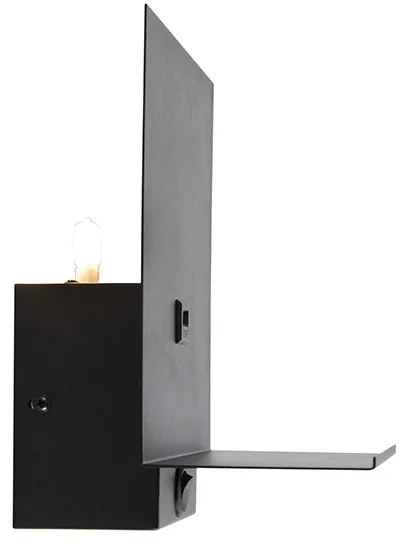 Модерен стенен аплик черен с USB връзка - Flero