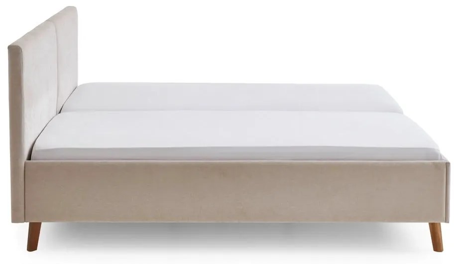 Бежово двойно легло 180x200 cm тапицирано с включена подматрачна рамка Piano – Meise Möbel