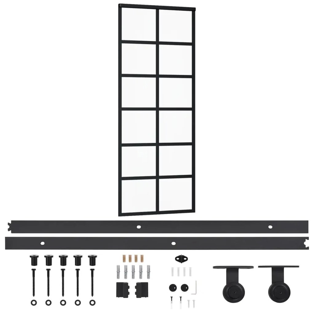 Плъзгаща се врата с механизъм Griffith, ESG стъкло и алуминий, 76x205 см