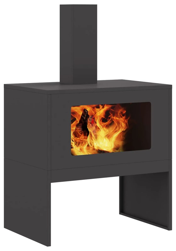 Sonata H Огнище с комин Черно 60x40x96 см Стомана