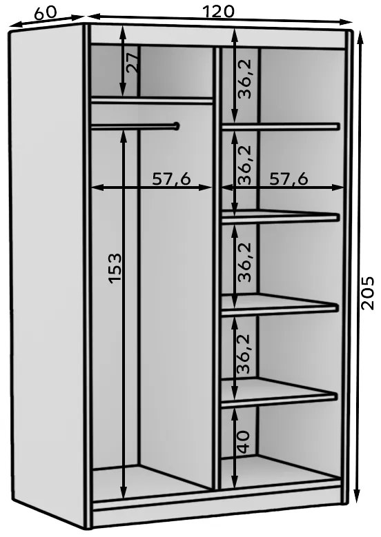 Гардероб Reflecta 120 плъзгащ се-Mauro
