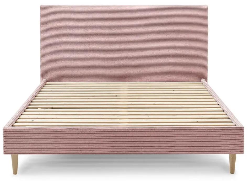 Розово тапицирано двойно легло с решетка 160x200 cm Anja - Bobochic Paris